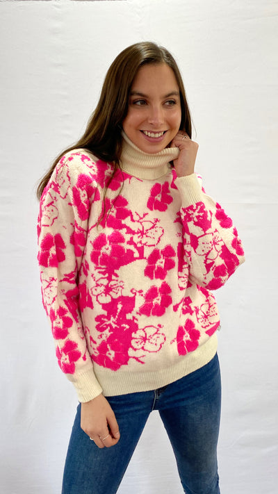 Sweater Adara Blanco con Fucsia