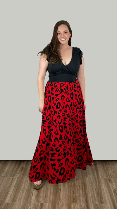 Vestido Anette Negro Print Rojo XL