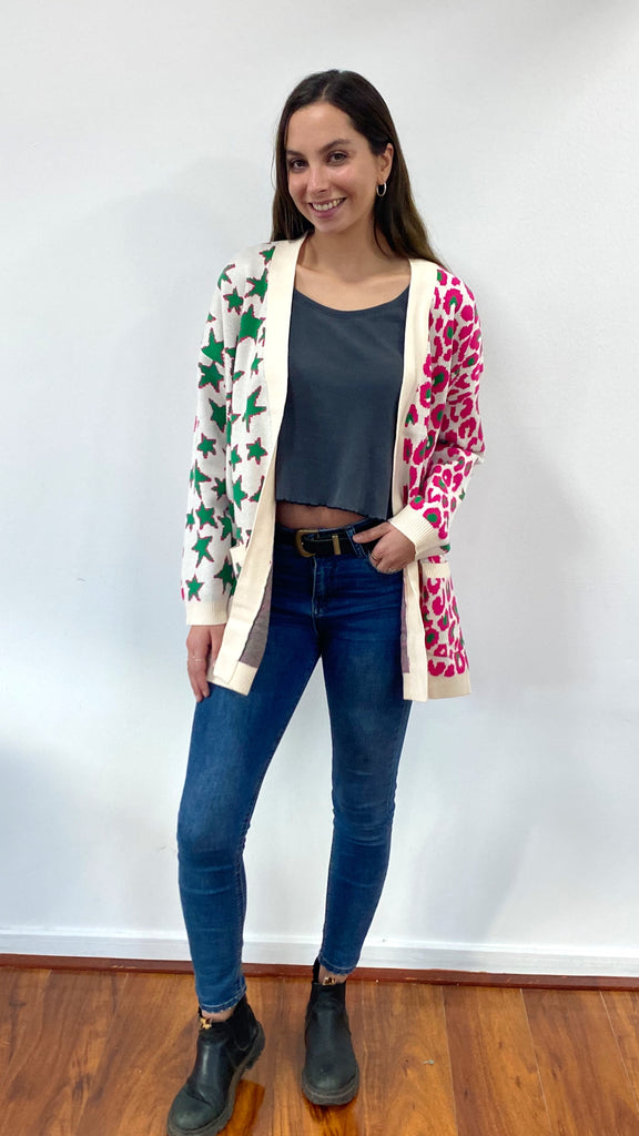 Chaleco Ema Blanco con Fucsia