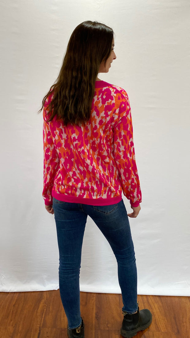 Sweater Cora Fucsia con Naranjo