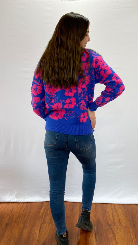 Sweater Adara Azul y Fucsia