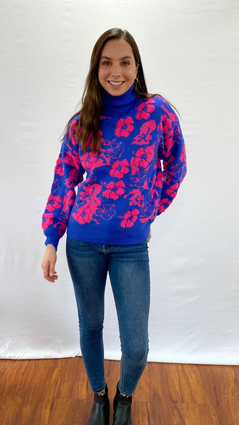 Sweater Adara Azul y Fucsia