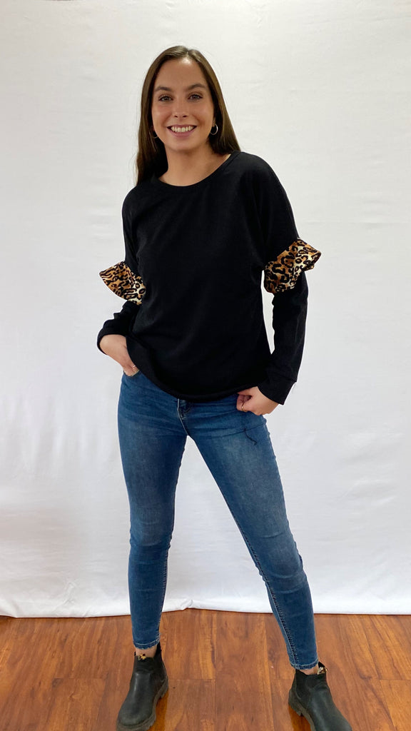 Polerón Greta Negro Print