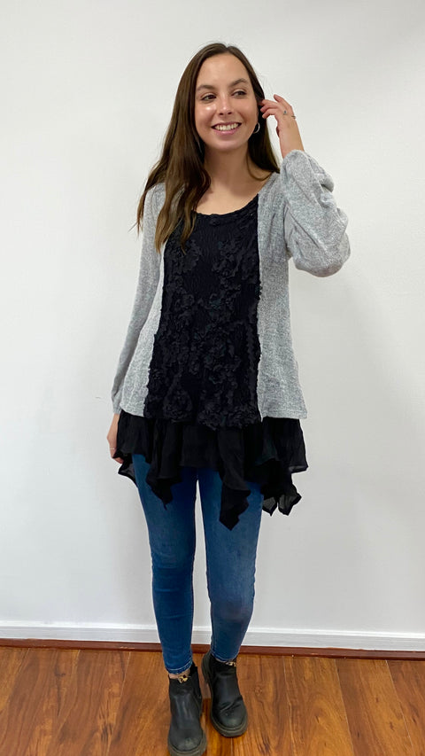 Sweater Pini Negro Gris