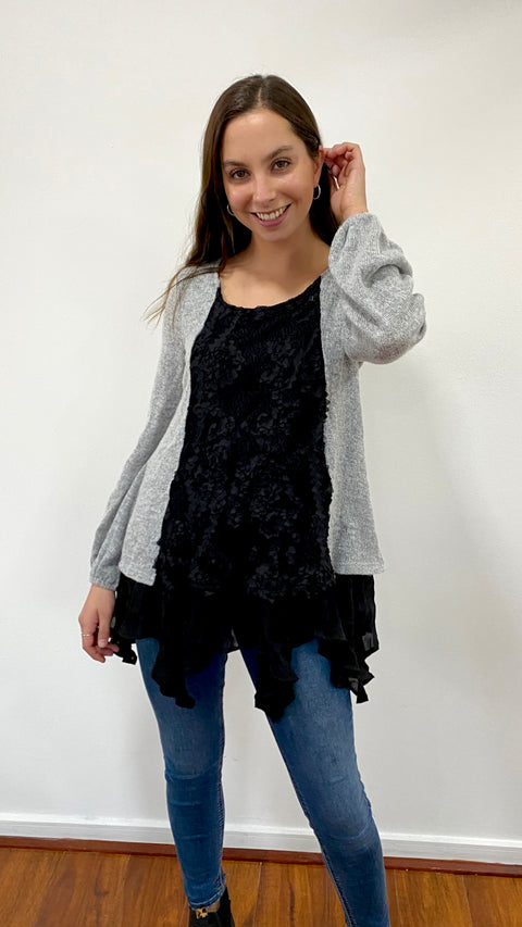 Sweater Pini Negro Gris