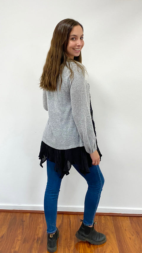 Sweater Pini Negro Gris