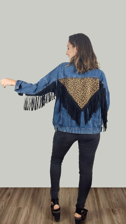 Chaqueta Flecos Tarja Azul