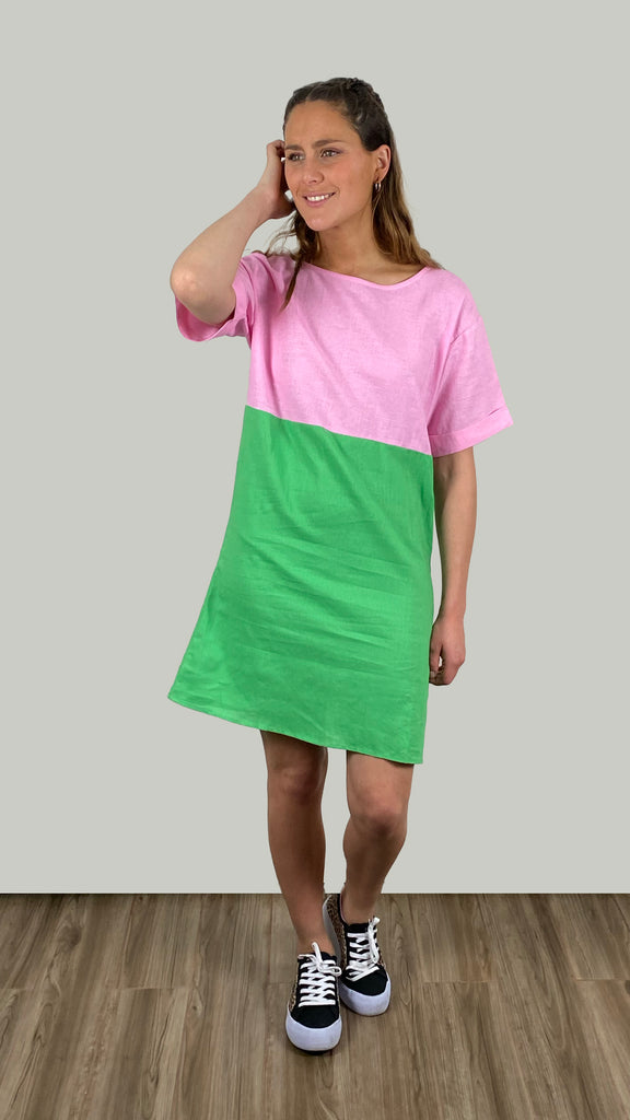 Vestido Mora Verde Rosa
