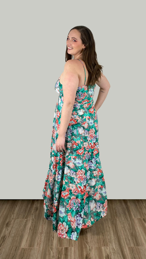 Vestido Sofia Verde Flor XL