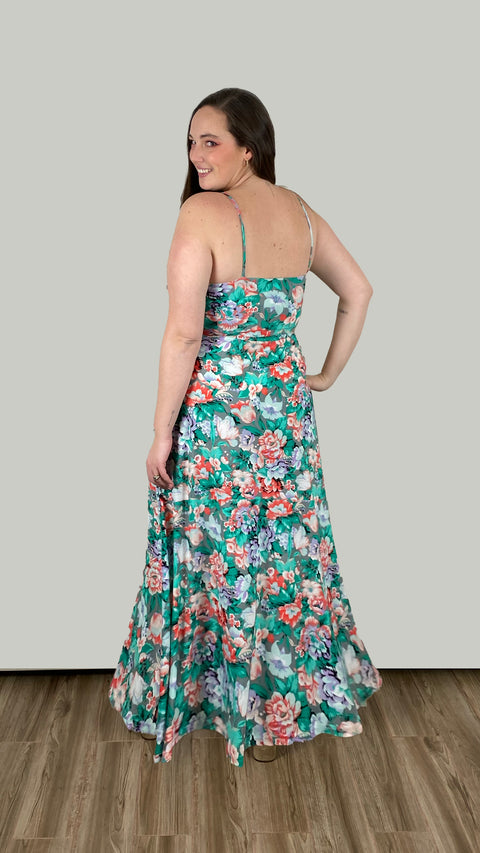 Vestido Sofia Verde Flor XL