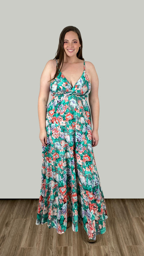 Vestido Sofia Verde Flor XL