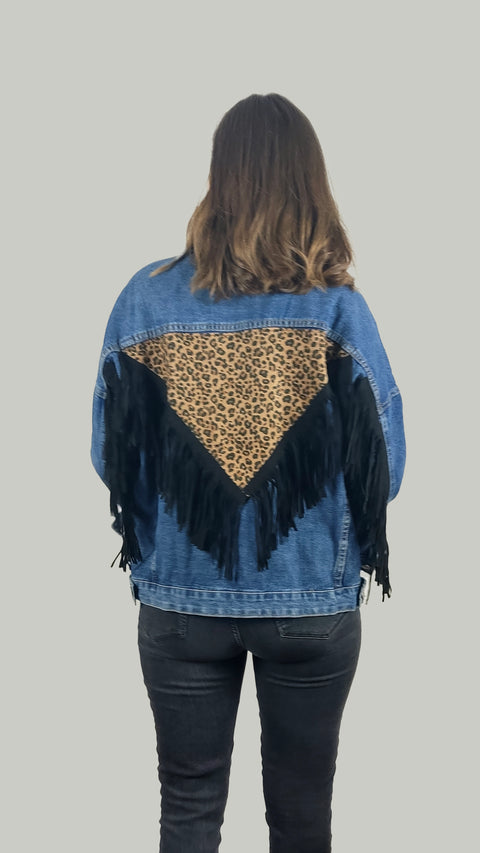 Chaqueta Flecos Tarja Azul