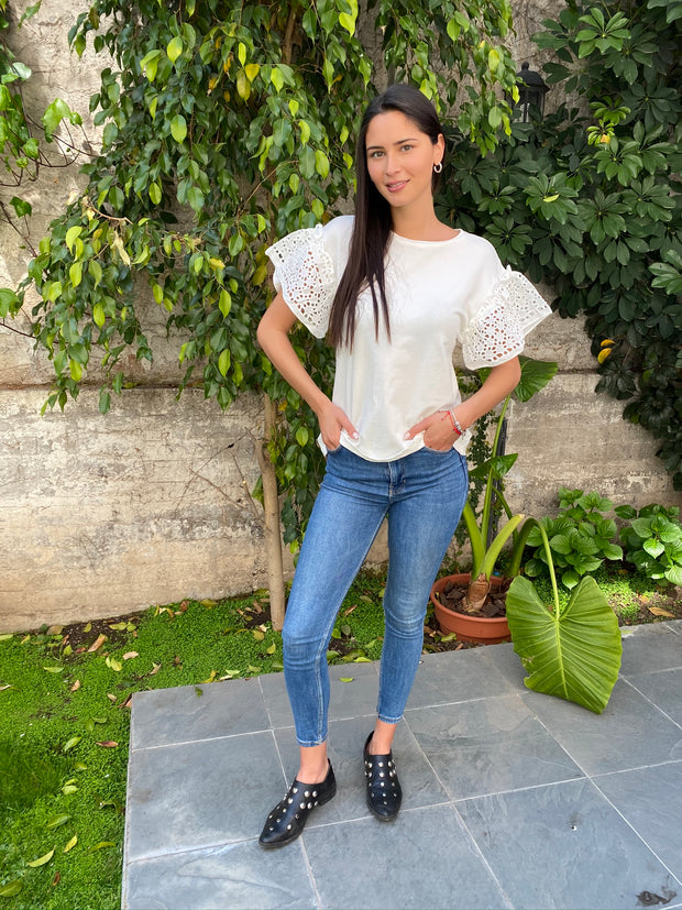 Polera Rosa Macramé