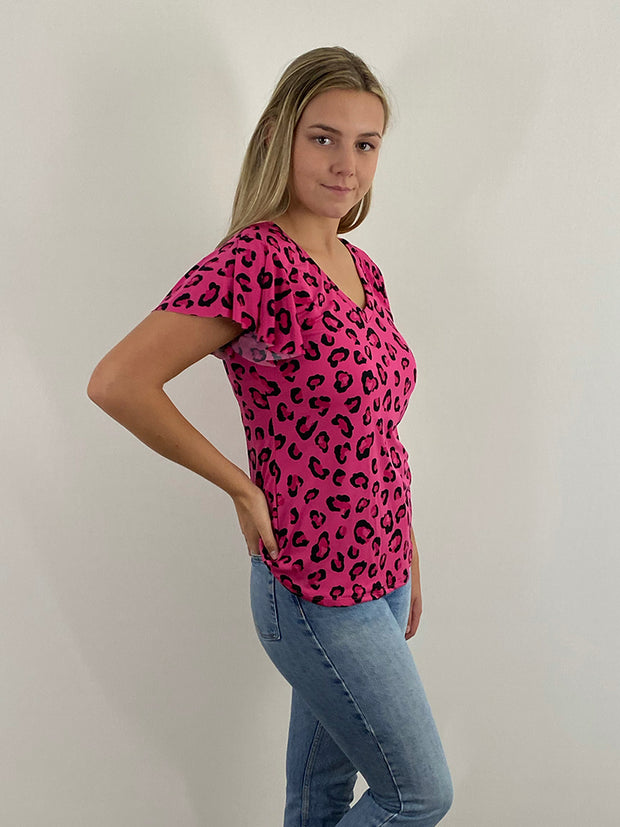 Polera Carmen Print Fucsia