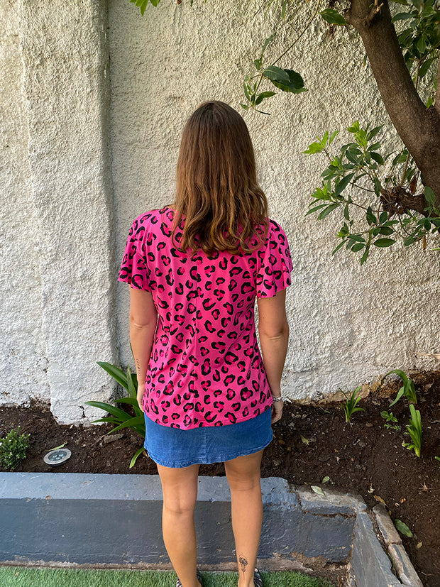 Polera Carmen Print Fucsia