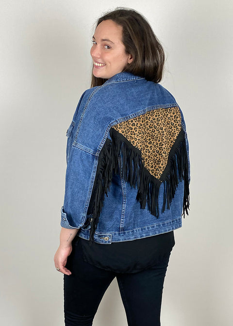 Chaqueta Flecos Tarja Azul