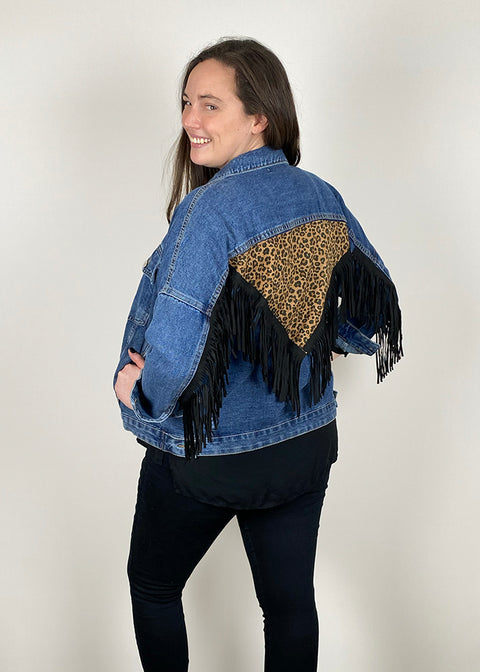 Chaqueta Flecos Tarja Azul